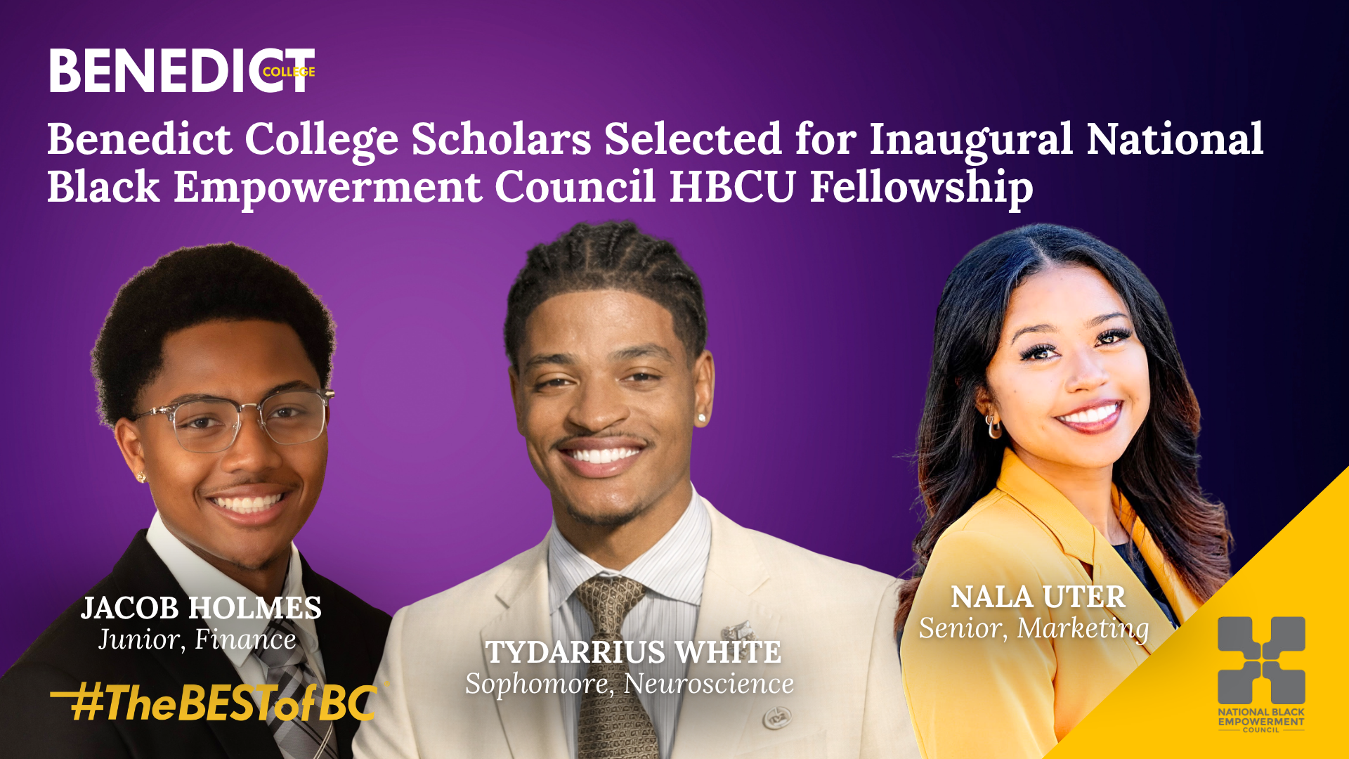 Benedict College Scholars Chosen for Inaugural National Black Empowerment Council HBCU Fellowship